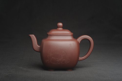 张海艳紫砂壶 实力派张海艳全手工油润底曹青重器鸣远四方 气势磅礴 用心之作 装饰人物特文气 原矿底槽清