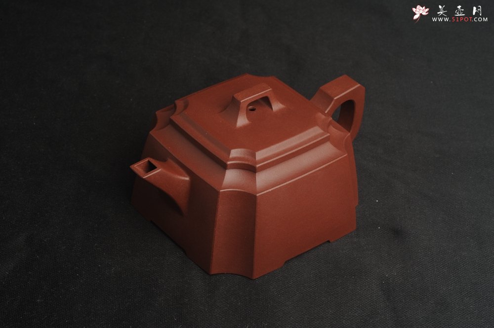 紫砂壶图片：,美壶特惠 全手工优质紫红泥精致抽角八方 特文气 - 美壶网