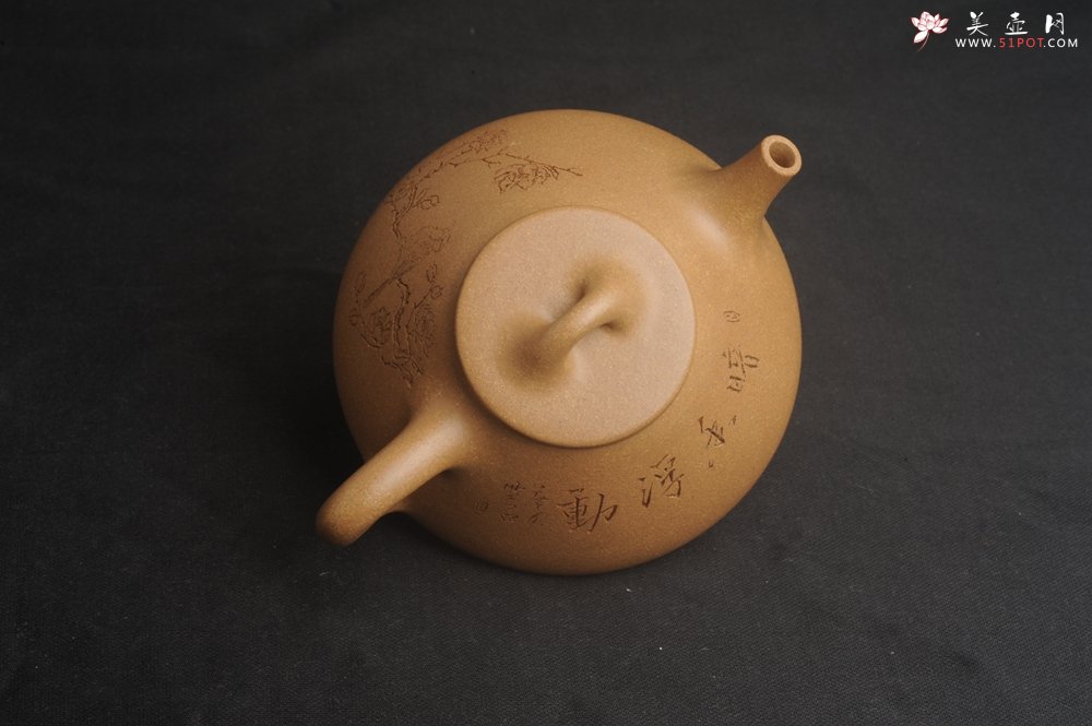 紫砂壶图片：美壶特惠 特精致老黄段子冶石瓢 暗香浮动 特文气 - 美壶网