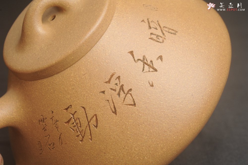 紫砂壶图片：美壶特惠 特精致老黄段子冶石瓢 暗香浮动 特文气 - 美壶网