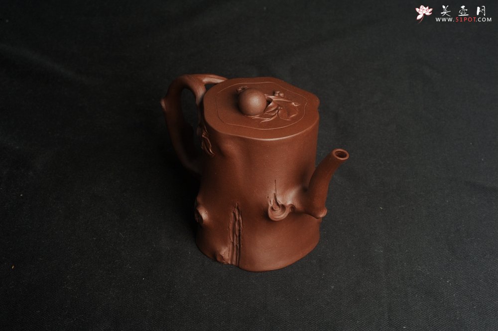 紫砂壶图片：潜力股赵老师 全手工秀雅葡萄桩 肌理贴叶自然生动 - 美壶网