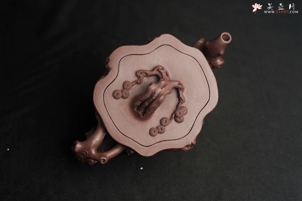 紫砂壶图片：潜力股唐老师 全手工精致老紫泥松桩壶 肌理丰富生动 期待与您结缘 - 美壶网