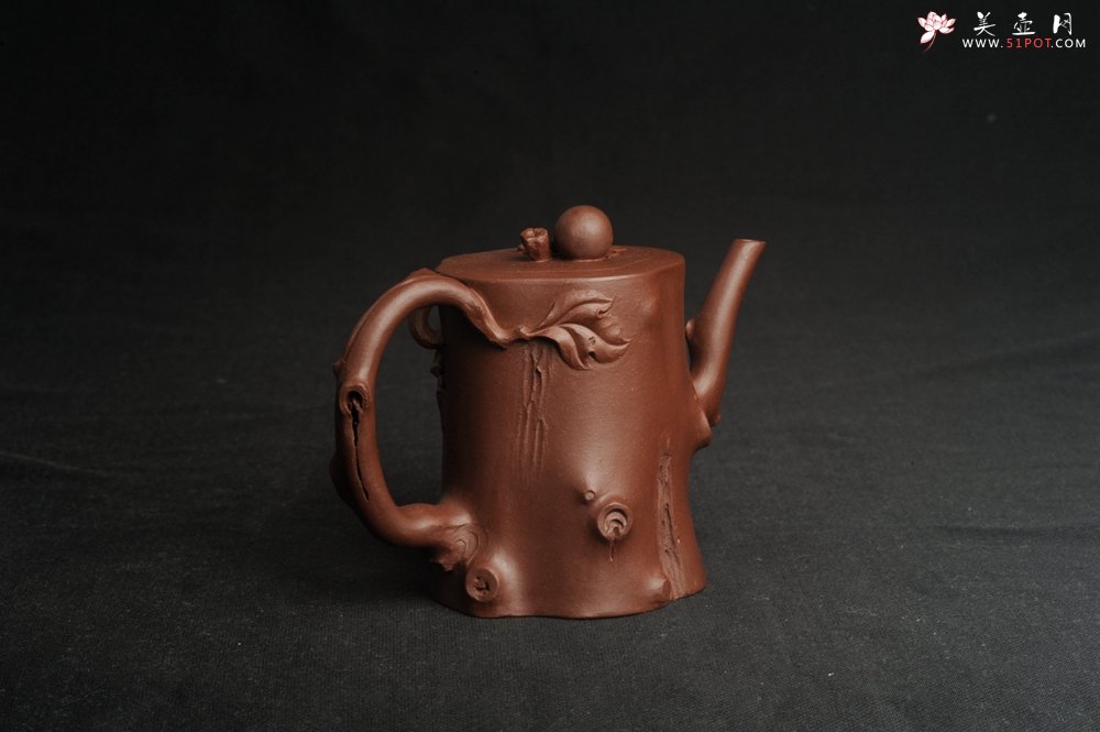 紫砂壶图片：潜力股赵老师 全手工秀雅葡萄桩 肌理贴叶自然生动 - 美壶网