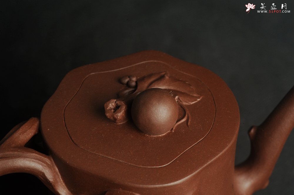 紫砂壶图片：潜力股赵老师 全手工秀雅葡萄桩 肌理贴叶自然生动 - 美壶网