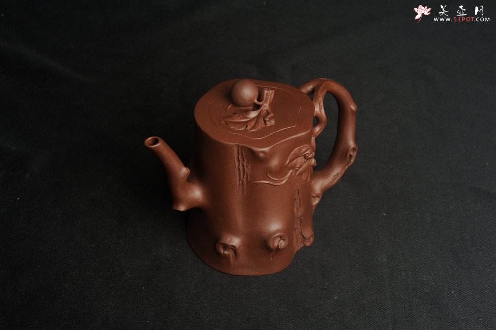 紫砂壶图片：潜力股赵老师 全手工秀雅葡萄桩 肌理贴叶自然生动 - 美壶网