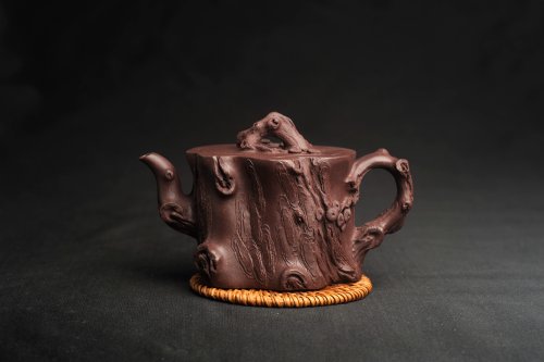 花货实力派紫砂壶 潜力股唐老师 全手工精致老紫泥松桩壶 肌理丰富生动 期待与您结缘 原矿紫泥