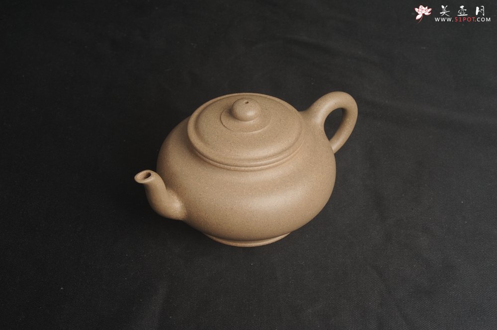 紫砂壶图片：特好高温本山老段泥 全手工高虚扁紫砂茶壶 - 美壶网