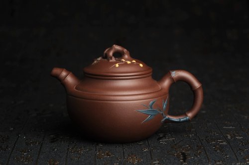 美壶定制紫砂壶 美壶特惠 超精致紫泥松竹梅 竹鼓壶 原矿紫泥