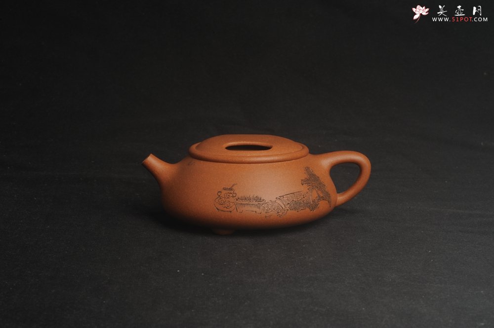 紫砂壶图片：美壶特惠 精致黄降坡泥牛盖石瓢 装饰清供图 特文气 - 美壶网