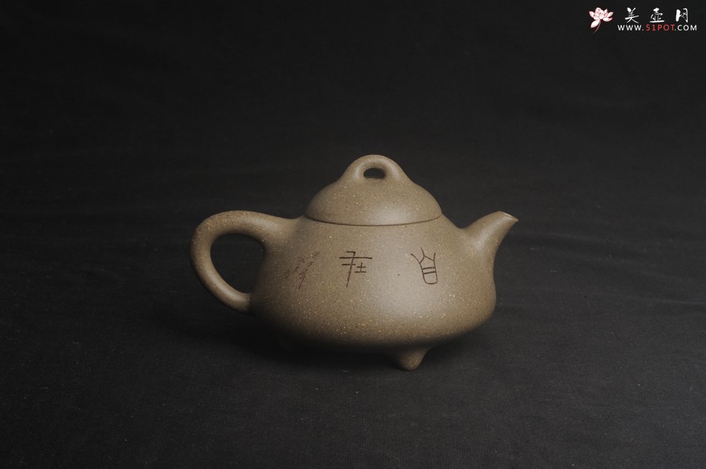 紫砂壶图片：美壶特惠 美壶网特供限量极品高温四号井老青段 精工乳瓢茶壶 装饰人物图 特文气 - 美壶网