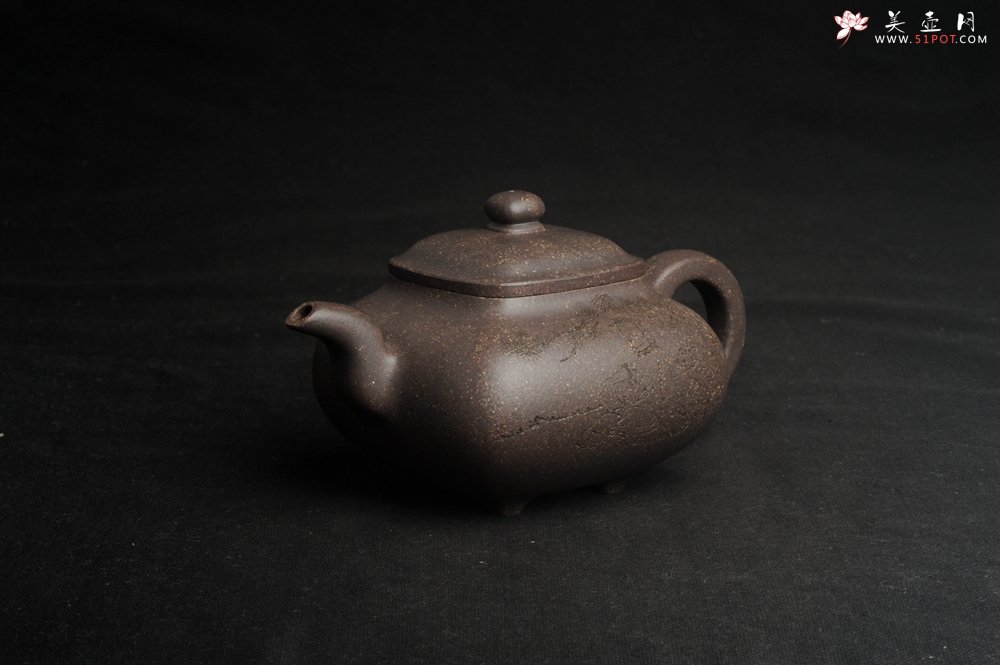 紫砂壶图片：实力派张海艳全手工特好老青灰段泥传炉壶 装饰人物 一杯清茗可沁诗脾  特文气 - 美壶网