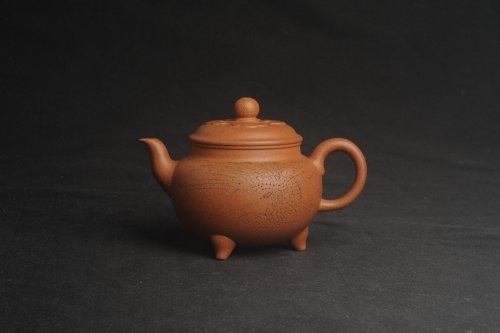 美壶定制紫砂壶 美壶特惠 精致黄降坡泥大彬如意茶壶 装饰云鹤图 特文气 原矿降坡泥