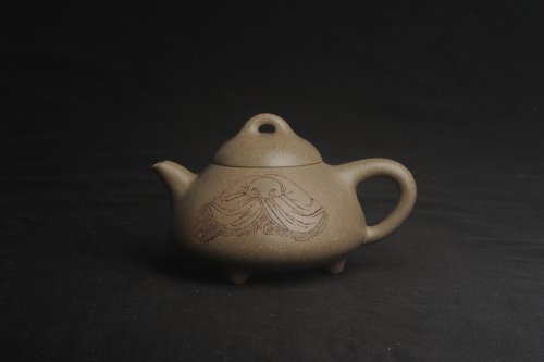 王静然紫砂壶 美壶特惠 美壶网特供限量极品高温四号井老青段 精工乳瓢茶壶 装饰人物图 特文气 青段