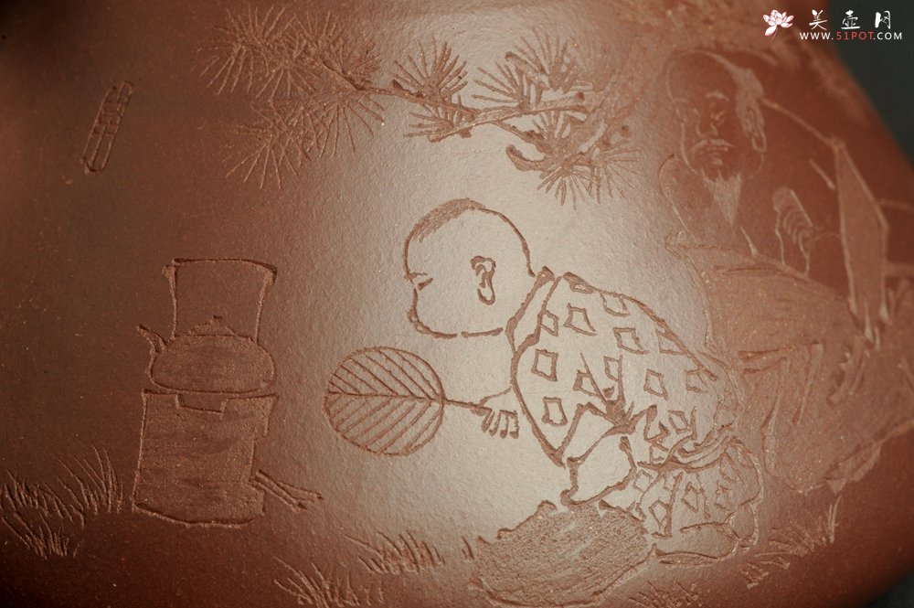 紫砂壶图片：潜力股周小培 特好全手工底槽清子冶石瓢 何如玉川翁 松风煮秋水 - 美壶网