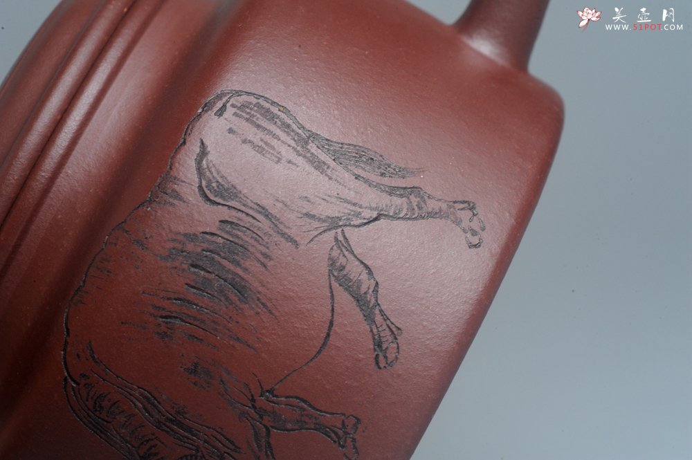 紫砂壶图片：油润黄龙山4号深井红皮龙 全手工德中壶 做工特好 俯首甘为孺子牛 - 美壶网