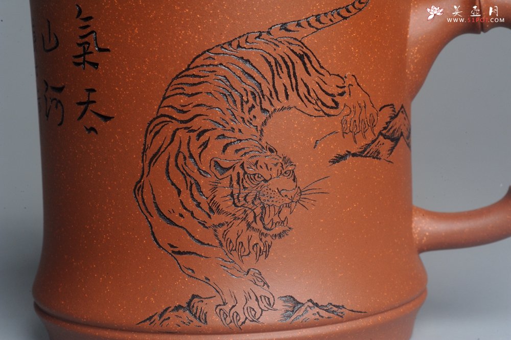 紫砂壶图片：美杯特惠 精致竹段下山虎盖杯 紫砂杯 - 美壶网