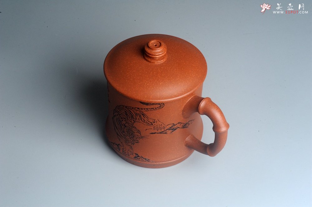 紫砂壶图片：美杯特惠 精致竹段下山虎盖杯 紫砂杯 - 美壶网