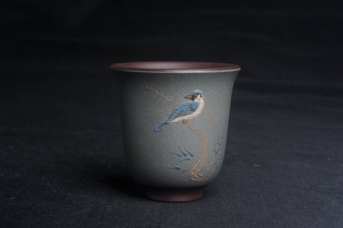 美壶定制紫砂壶 美杯特惠 精致枯枝鸟文气主人杯 茶杯 茶人醉爱 