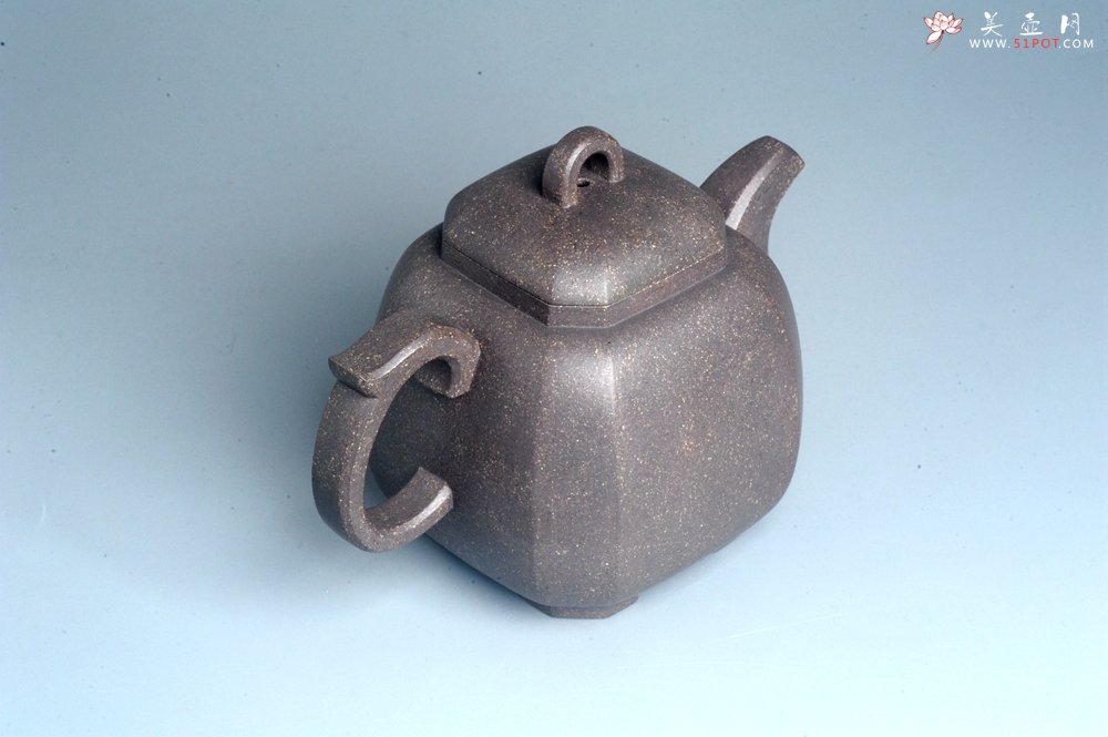 紫砂壶图片：实力派张海艳全手工家藏老青灰段泥精工福临八方壶 气势磅礴 - 美壶网