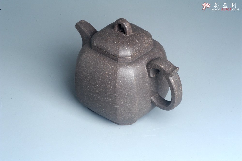 紫砂壶图片：实力派张海艳全手工家藏老青灰段泥精工福临八方壶 气势磅礴 - 美壶网