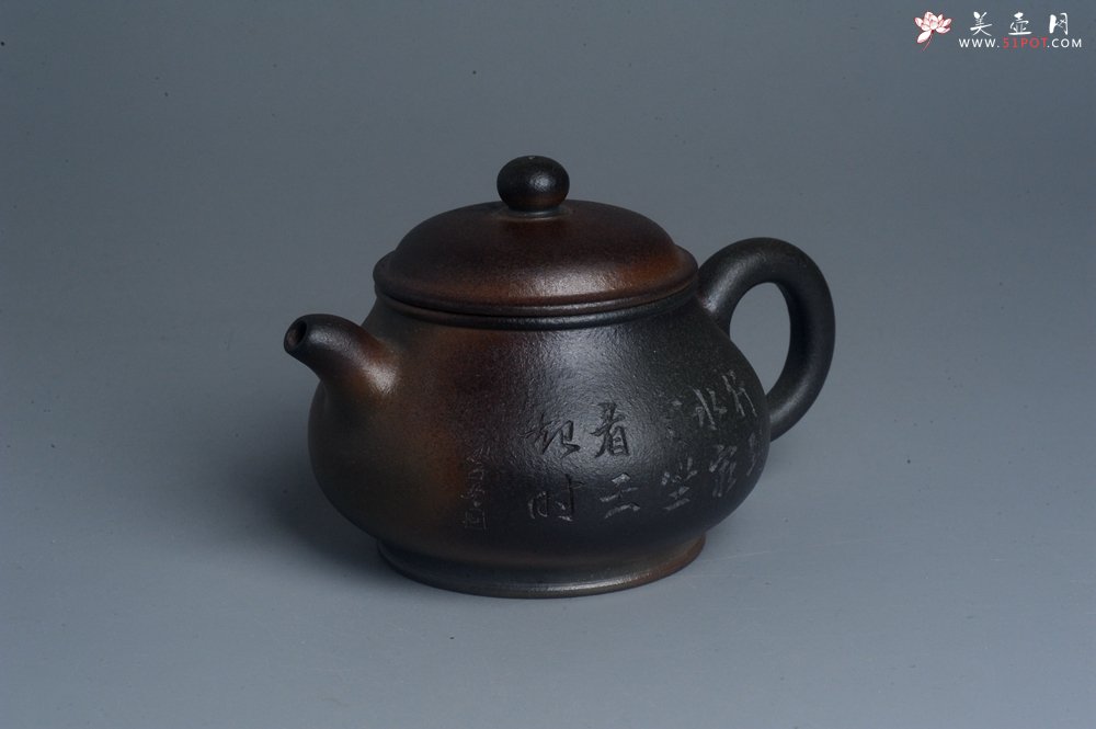 紫砂壶图片：美壶特惠 精致柴烧青灰泥潘壶手工紫砂壶 茶壶 茶具 单壶 - 美壶网