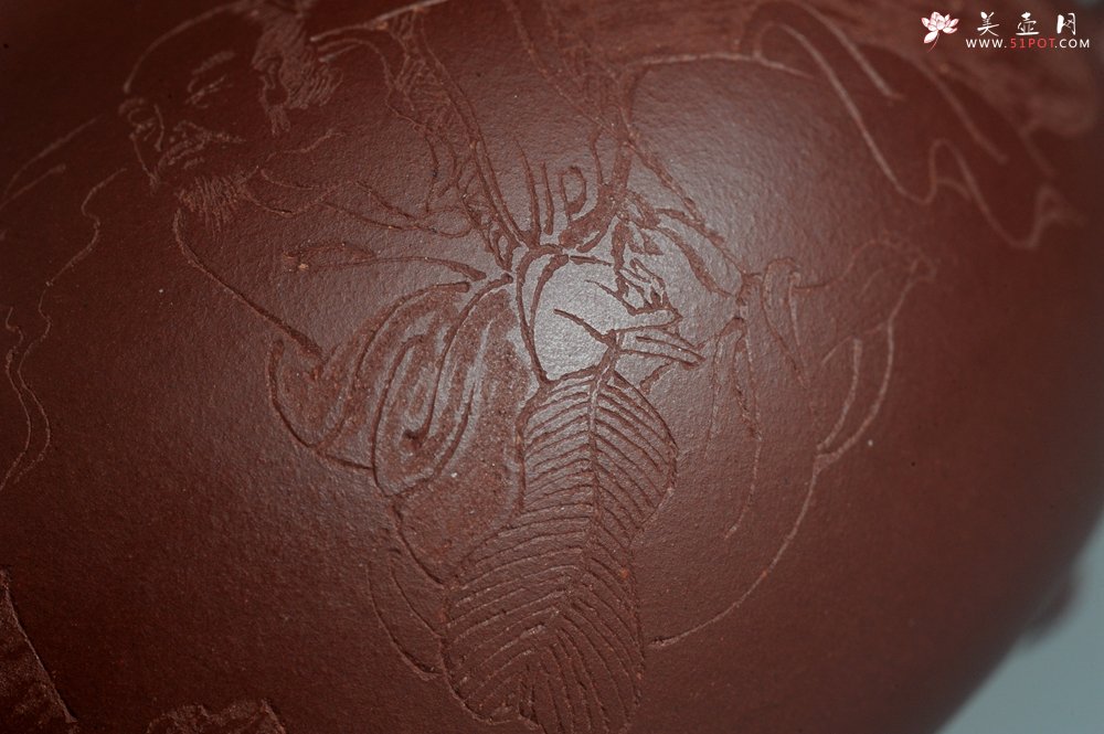 紫砂壶图片：潜力股周小培老师 4号井深井红皮龙 超精致全手工三足乳鼎茶壶 竹里煎 起茶烟 - 美壶网