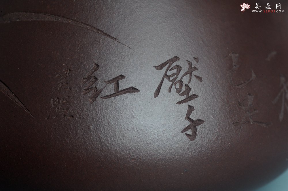 紫砂壶图片：实力派工艺师周斌 优质底槽青全手工精工满瓢壶 刘伟涛徒昊然装饰兰草图 一香已足压千红 - 美壶网