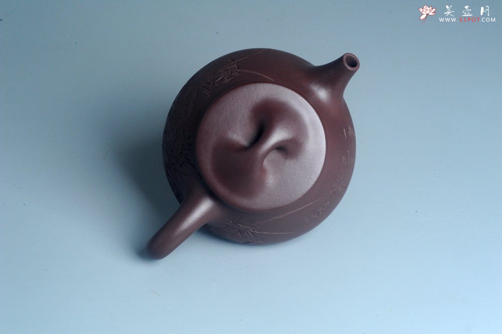 紫砂壶图片：实力派工艺师周斌 优质底槽青全手工精工满瓢壶 刘伟涛徒昊然装饰兰草图 一香已足压千红 - 美壶网