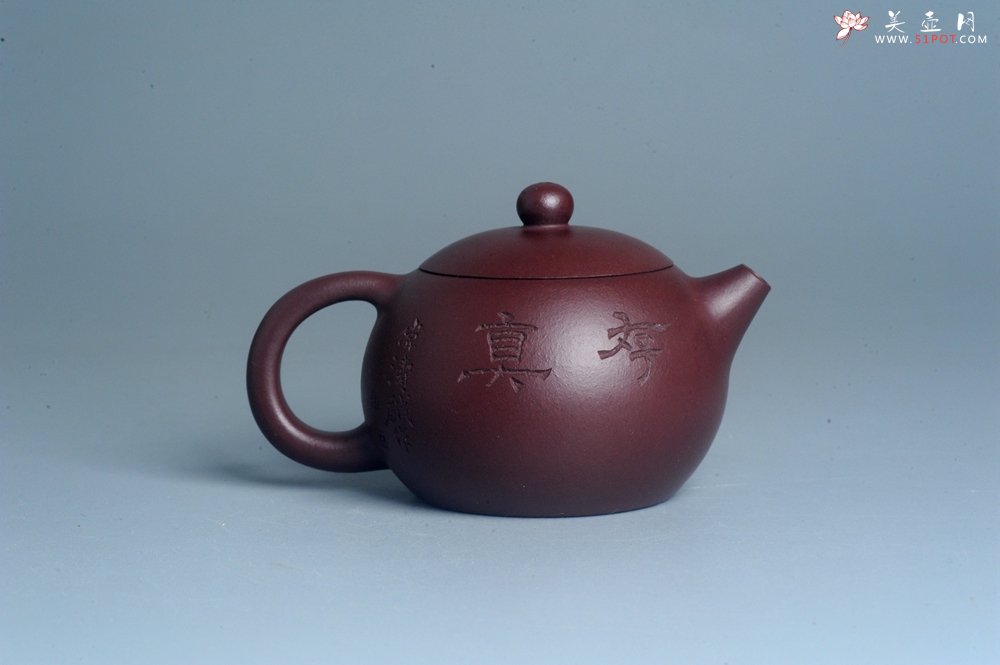 紫砂壶图片：实力派工艺师周斌优质底槽青全手工精工西施茶壶 实力名家刘伟涛装饰 有钱真好 - 美壶网