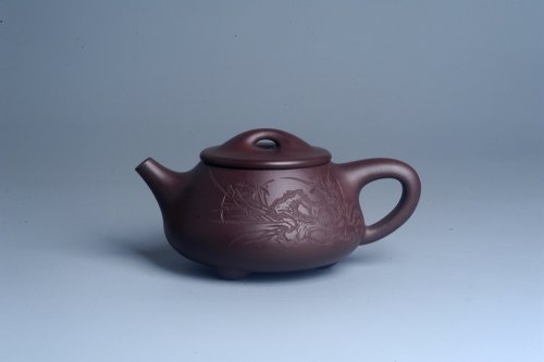 周斌紫砂壶 实力派工艺师周斌 优质底槽青全手工精工满瓢壶 刘伟涛徒昊然装饰兰草图 一香已足压千红 原矿底槽清