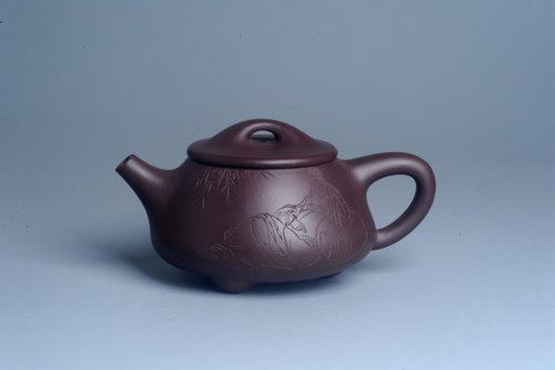 周斌紫砂壶 实力派工艺师周斌 优质底槽青全手工精工 满瓢壶 张听钢装饰人物 明月一壶酒 清风万卷书 原矿底槽清