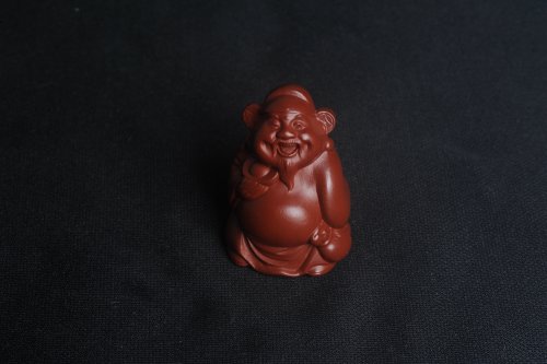 美壶定制老师紫砂壶 美宠特惠 精致大红袍朱泥手把件财主 财神 摆件茶宠 高5cm 大红袍