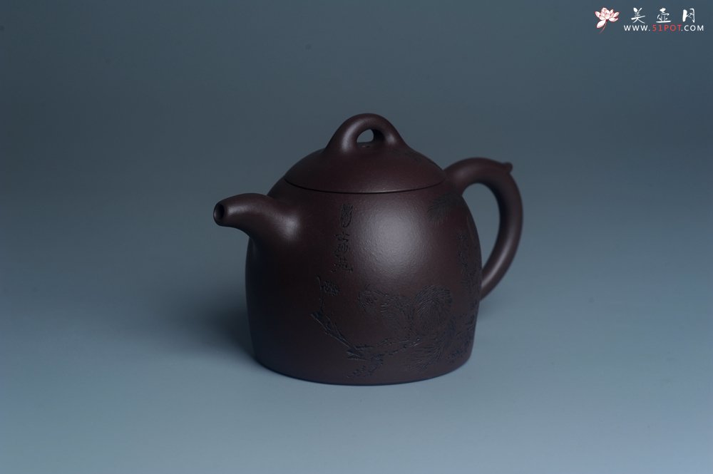 紫砂壶图片：实力派工艺师文砂苑堂主周斌 优质底槽青全手工精工秦权壶 秋果飘香庆丰收 满月增辉逢双喜 - 美壶网