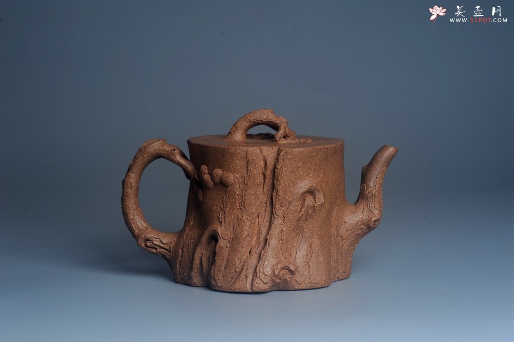 紫砂壶图片：潜力股唐老师 全手工精致老段松桩壶 肌理丰富生动 期待与您结缘 - 美壶网