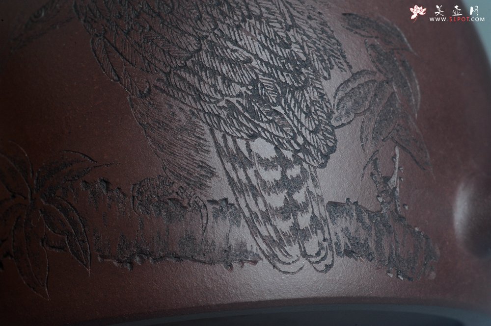 紫砂壶图片：实力派工艺师文砂苑堂主周斌 优质底槽青全手工精工秦权壶 鹰击长空 志在千里 - 美壶网