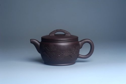美壶定制紫砂壶 美壶特惠 潜力股周学学老师 精工典范 精致老紫泥汉瓦壶 装饰镂空山水 特文气 原矿紫泥