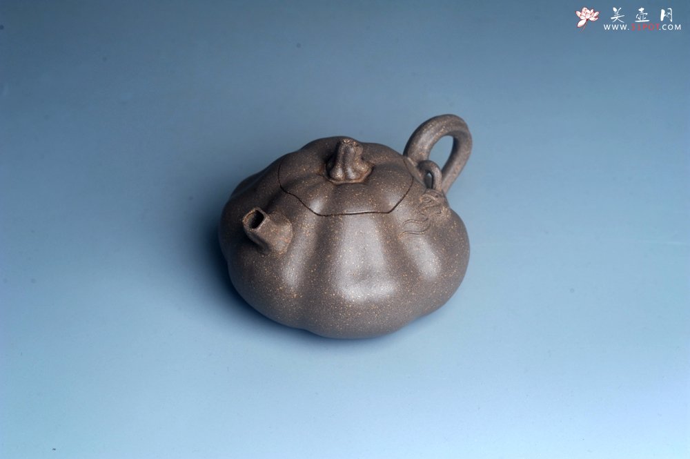 紫砂壶图片：美壶特惠 优质青降坡泥精致卡盖全手工仿生小南瓜 - 美壶网