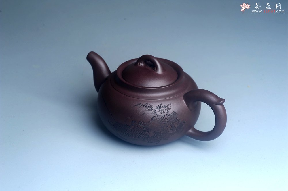 紫砂壶图片：特油润底曹青 全手工大蕴存心壶 寒江独钓 卡盖难度相当大 期待与亲结缘 - 美壶网
