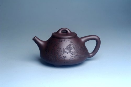 周斌紫砂壶 实力派工艺师周斌优质底槽清全手工精工子冶石瓢 装饰竹林七贤 特文气 原矿底槽清