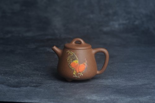 王静然紫砂壶 美壶特惠 潜力股王静然 精致老段泥高石瓢 泥绘大公鸡 特吉利文气 老段泥