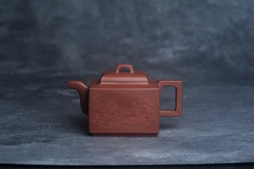 凌晨紫砂壶 全手工优质底槽清精致亚明四方壶 装饰清供图 特文气 原矿底槽清