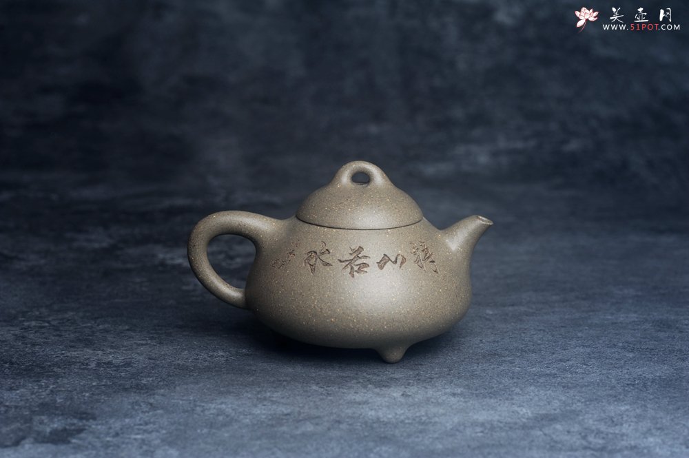 紫砂壶图片：美壶特惠 美壶网特供限量极品高温四号井老青段 精工乳瓢茶壶 装饰人物 特文气 - 美壶网