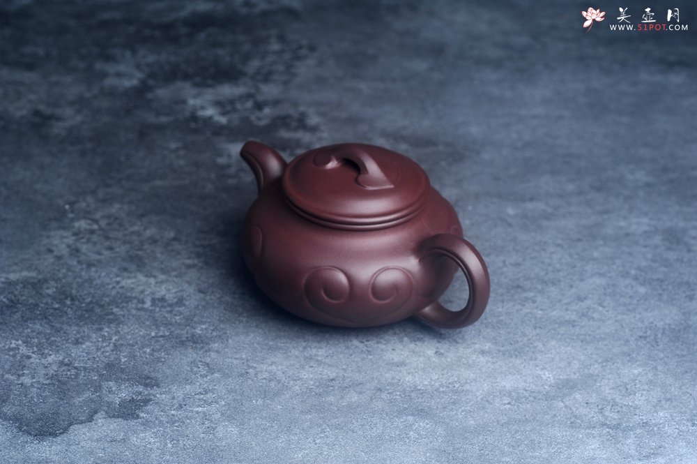 紫砂壶图片：美壶特惠 精致紫泥仿古如意壶 茶人醉爱 - 美壶网