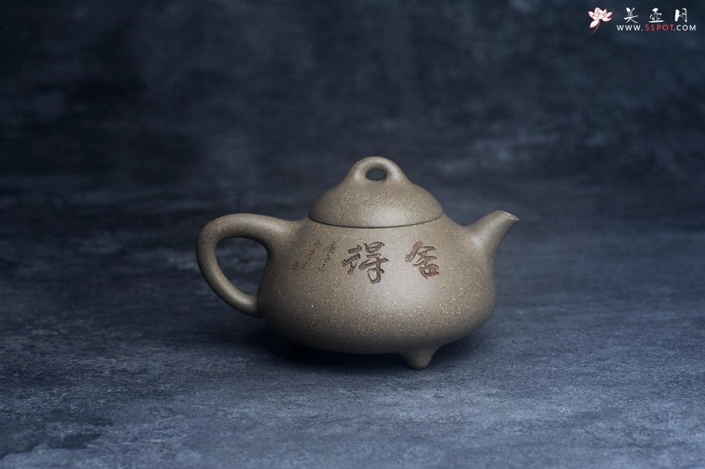 紫砂壶图片：美壶特惠 美壶网特供限量极品高温四号井老青段 精工乳瓢茶壶 装饰人物 特文气 - 美壶网