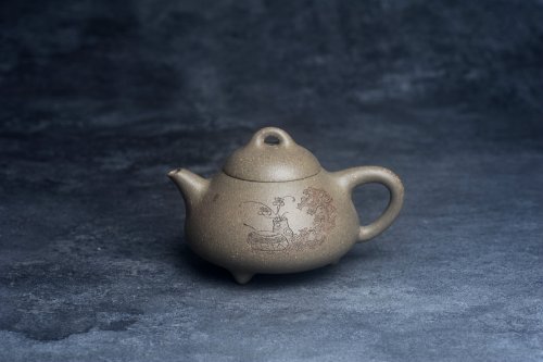 王静然紫砂壶 美壶特惠 美壶网特供限量极品高温四号井老青段 精工乳瓢茶壶 装饰清供图 特文气 青段