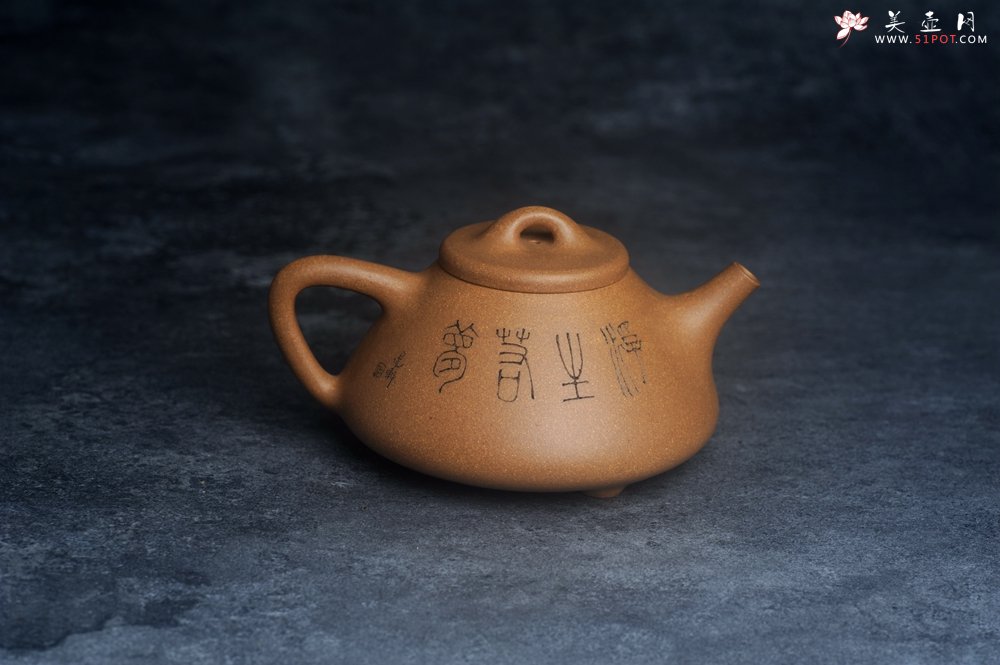 紫砂壶图片：美壶特惠 特好老黄段泥精致子冶石瓢壶 浮生若梦 - 美壶网