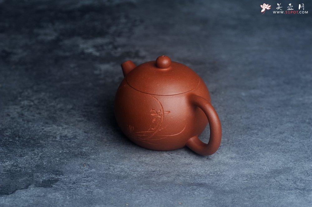 紫砂壶图片：美壶特惠 全手工优质红降坡泥西施壶 助工杨志超装饰兰花特文气 - 美壶网