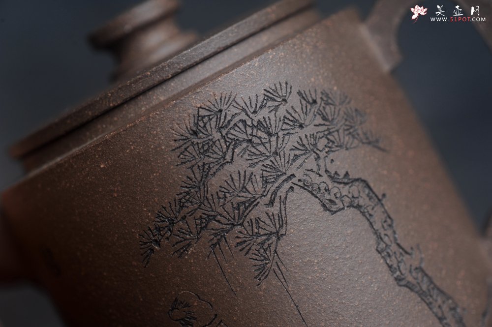 紫砂壶图片：美壶特惠 蠡墅大水潭深井老天青泥 精致圆础壶 装饰文雅 茶人醉爱 - 美壶网