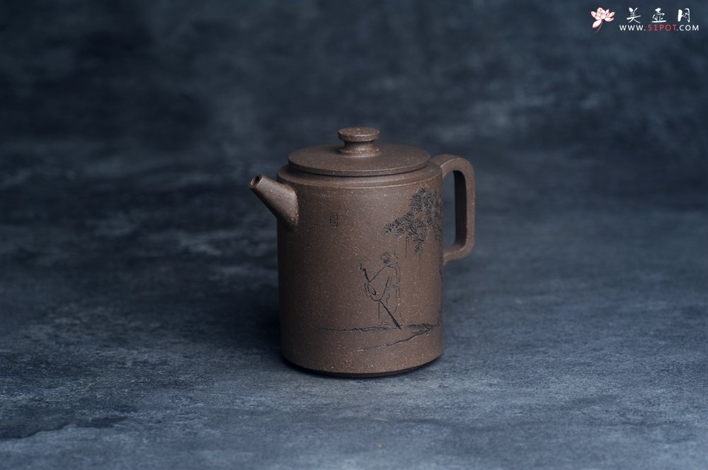 紫砂壶图片：美壶特惠 蠡墅大水潭深井老天青泥 精致圆础壶 装饰文雅 茶人醉爱 - 美壶网
