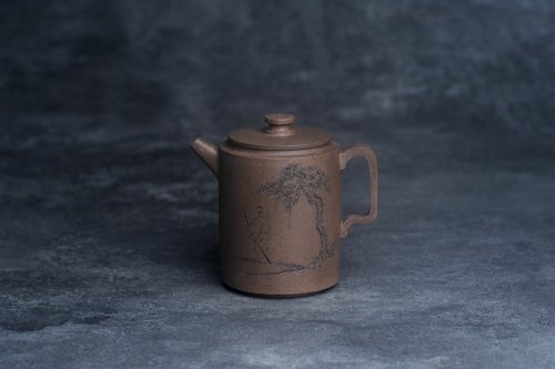 美壶定制老师紫砂壶 美壶特惠 蠡墅大水潭深井老天青泥 精致圆础壶 装饰文雅 茶人醉爱 